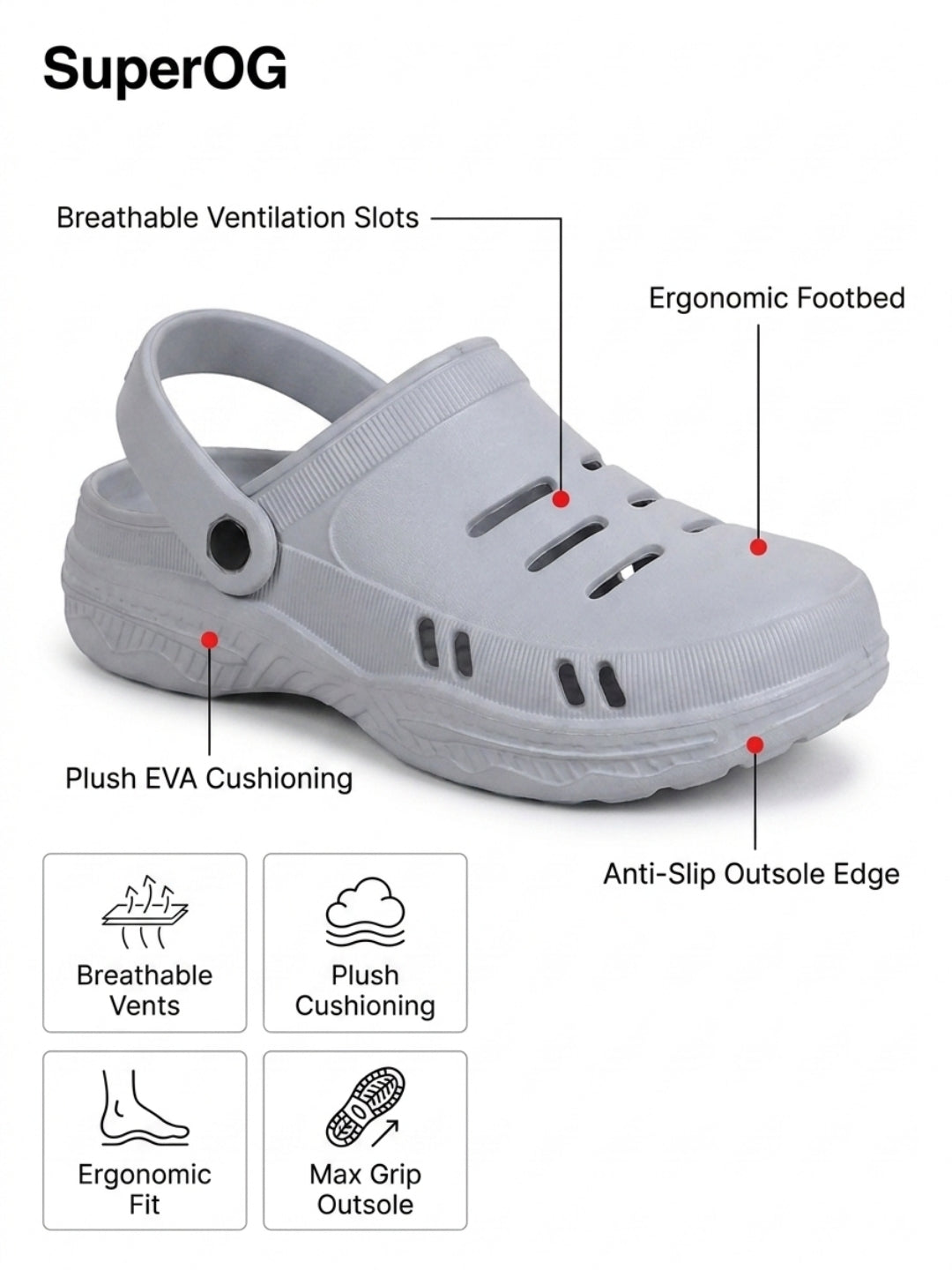 Superog Nova- Men's Clogs-Cool Grey