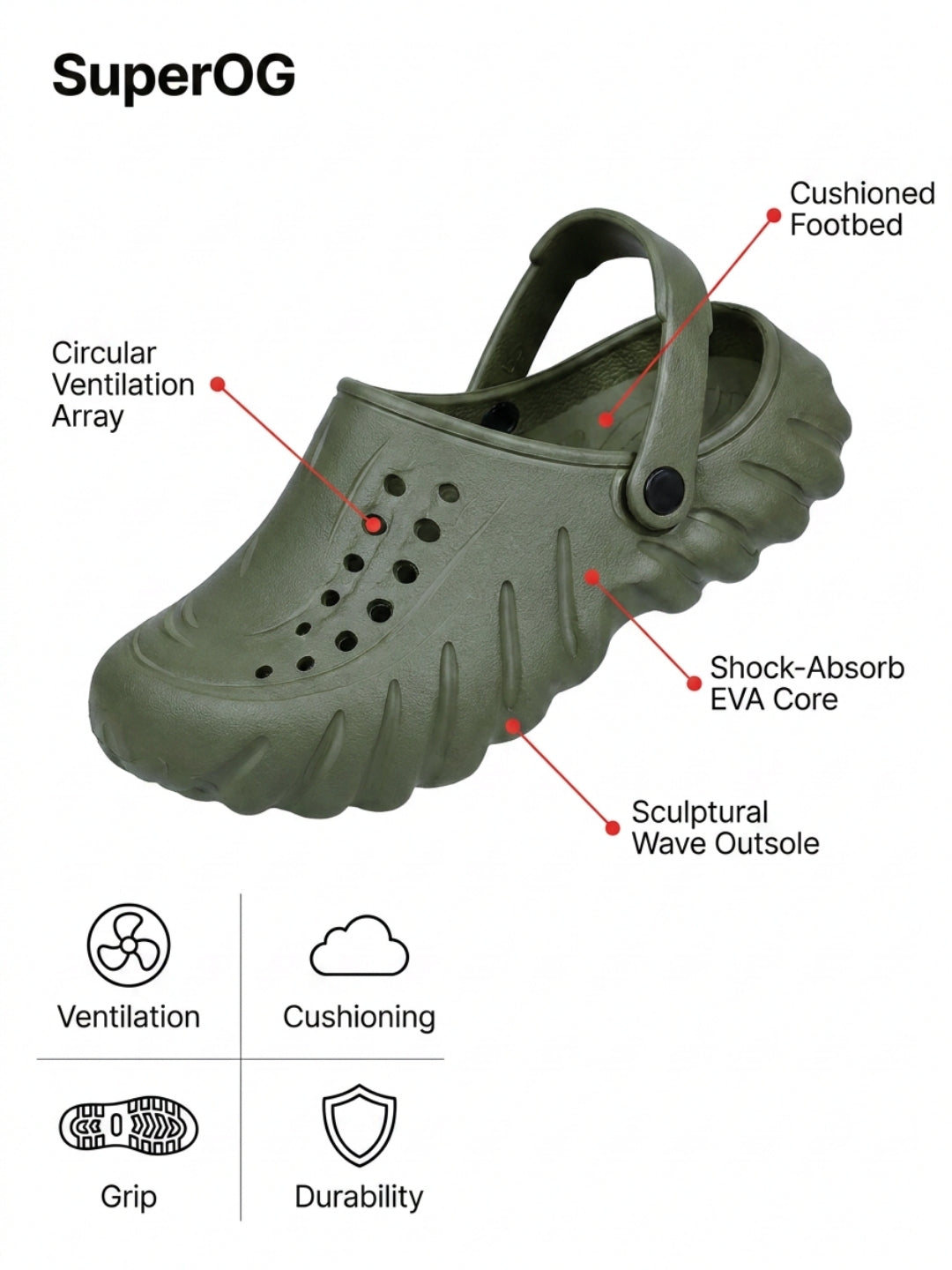 Superog Titan- Men's Clogs-Green