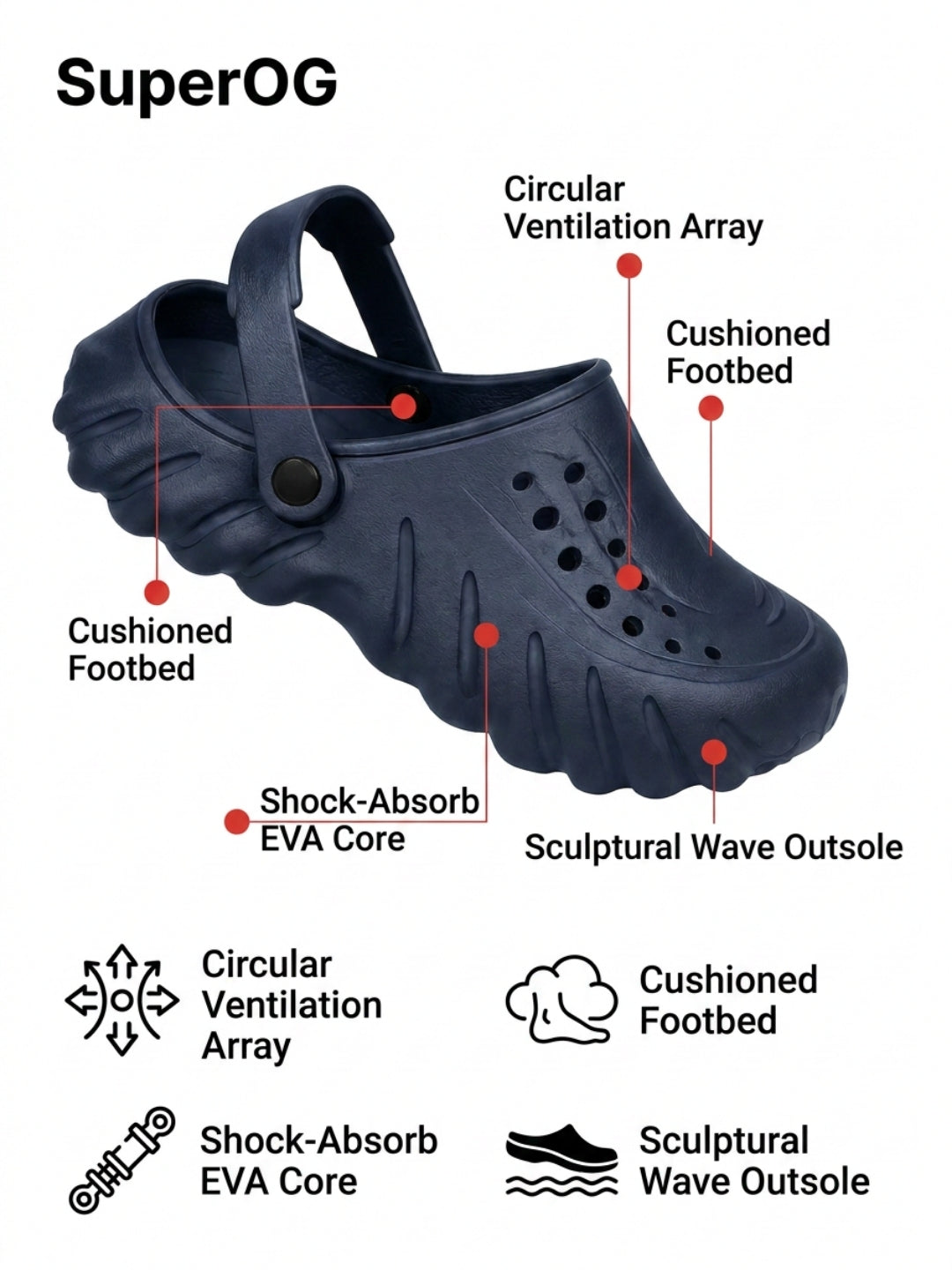 Superog Titan- Men's Clogs-Navy Blue