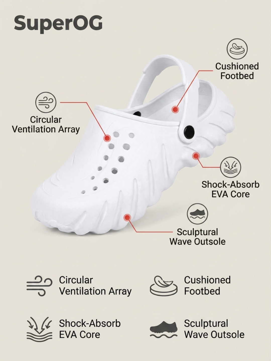 Superog Titan- Men's Clogs-White