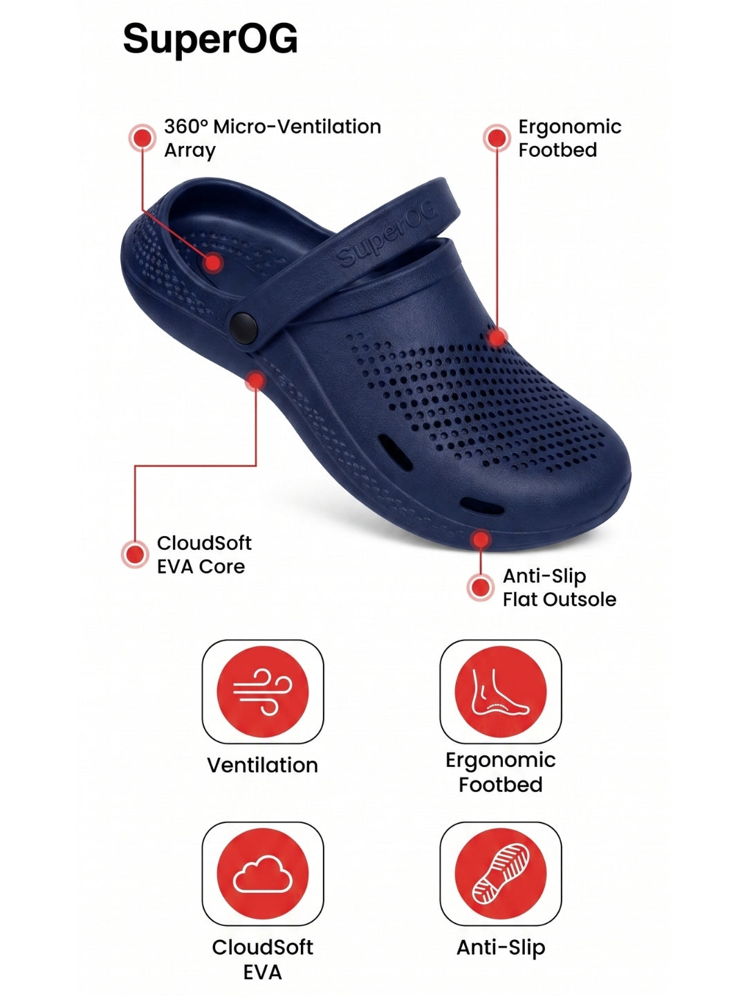 Superog Aero- Men's Clogs-Navy Blue