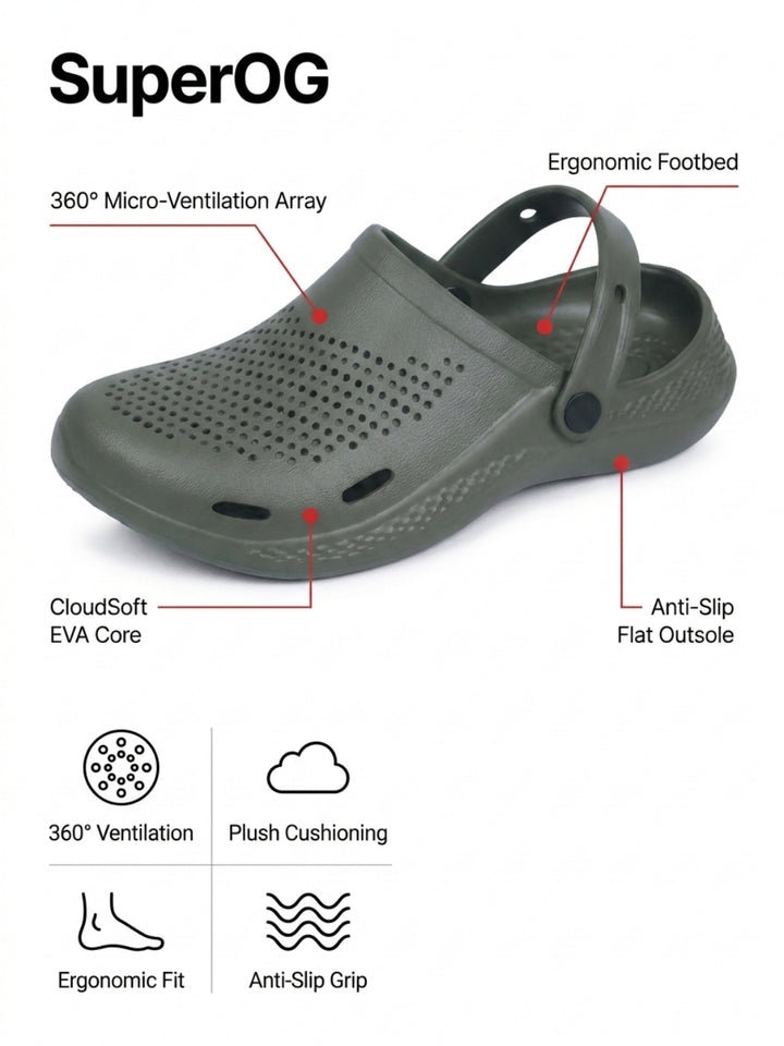 Superog Aero- Men's Clogs-Green