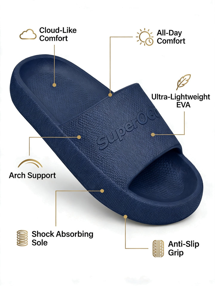 Superog Men's- CloudStep Sliders-Navy Blue