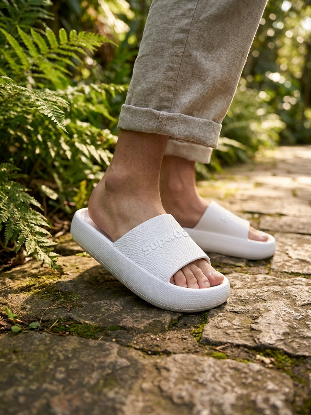 Superog Men's- CloudStep Sliders-White