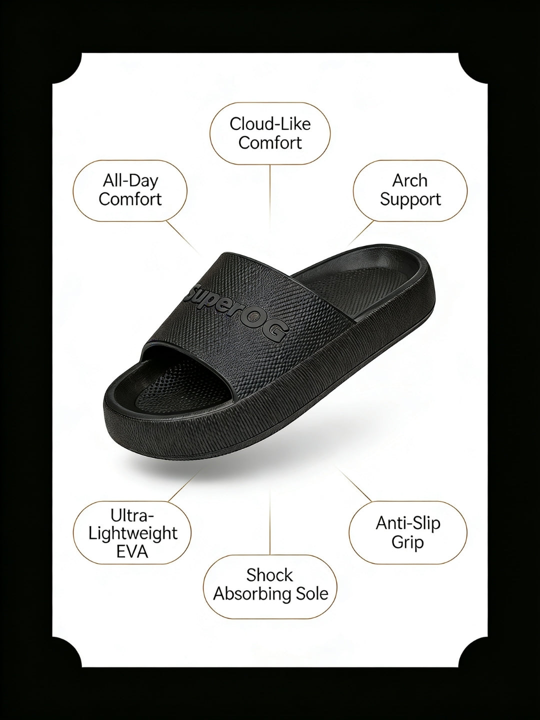 Superog Men's- CloudStep Sliders-Midnight Black