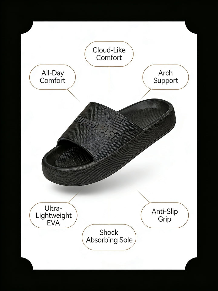 Superog Men's- CloudStep Sliders-Midnight Black