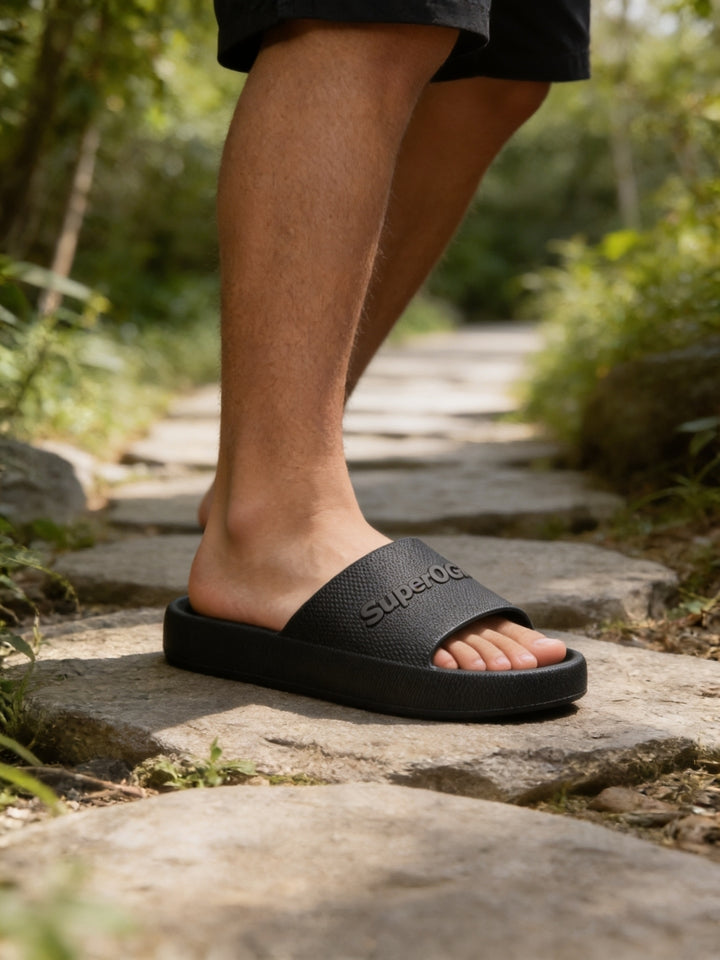 Superog Men's- CloudStep Sliders-Midnight Black